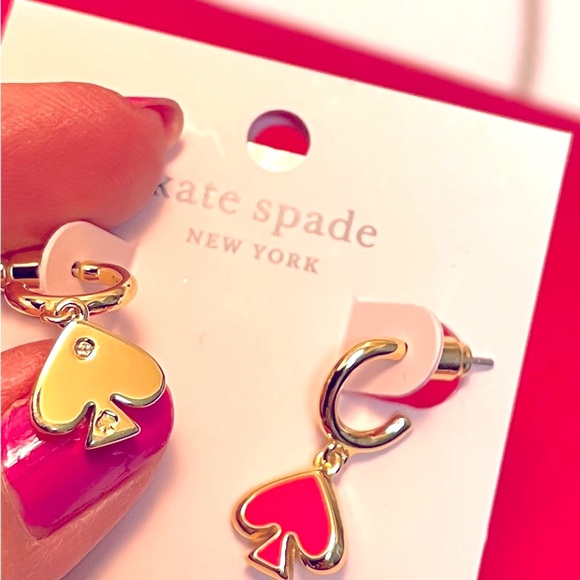New w/Tags Kate Spade Pink Spade dangle Earrings - Picture 3 of 8